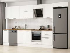 Alvinka 390X222 Cm Klasik Mebran Mutfak Dolabı Mb-E90S40S60-2 Mebran | Beyaz - Mdf