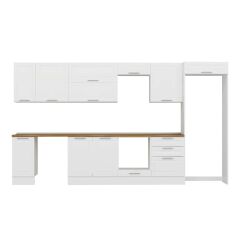 Alvinka 390X222 Cm Klasik Mebran Mutfak Dolabı Mb-E90S40S60-2 Mebran | Beyaz - Mdf