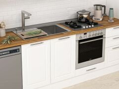 Alvinka 390X222 Cm Klasik Mebran Mutfak Dolabı Beyaz Beyaz Mbb-E90B50S50-2
