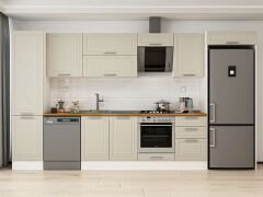 Alvinka 390X222 Cm Klasik Mebran Mutfak Dolabı Beyaz Beyaz Mbb-E90B50S50-2
