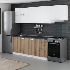 Minar 255 Cm Mutfak Dolabı Beyaz Dore 255-D7