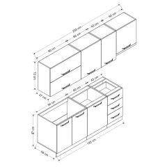 Minar 255 Cm Mutfak Dolabı Beyaz Dore 255-D7