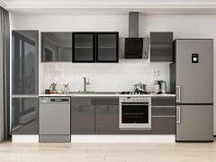 Alvinka 305X210 Cm High Gloss Mutfak Dolabı Mb-E90B50S45-3 High Gloss | Antrasit - Mdf