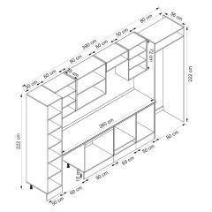 Alvinka 390X222 Cm Klasik Mebran Mutfak Dolabı Beyaz Beyaz Mbb-E90B50S50-3