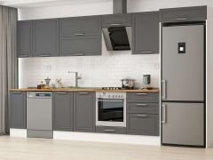 Alvinka 390X222 Cm Klasik Mebran Mutfak Dolabı Mb-E90S40S60-2 Mebran | Antrasit - Mdf