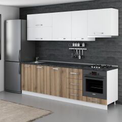 Minar 255 Cm Mutfak Dolabı Beyaz Dore 255-D8