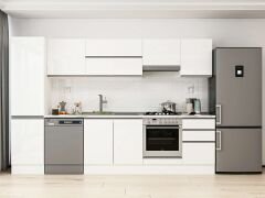 Alvinka 310X210 Cm High Gloss Mutfak Dolabı Mb-E90B50S50-1 High Gloss | Beyaz - Suntalam