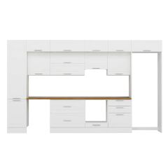 Alvinka 390X240 Cm Klasik Mebran Mutfak Dolabı Beyaz Beyaz Mbb-E80B50S60-1 Mebran | Beyaz - Mdf