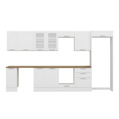 Alvinka 390X222 Cm Klasik Mebran Mutfak Dolabı Mb-E90S40S60-3 Mebran | Beyaz - Suntalam