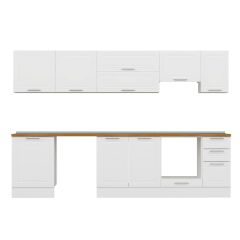 Alvinka 310X210 Cm Klasik Mebran Mutfak Dolabı M-E90S60S40-1 Mebran | Beyaz - Mdf