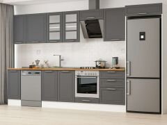 Alvinka 390X222 Cm Klasik Mebran Mutfak Dolabı Mb-E90S40S60-3 Mebran | Antrasit - Suntalam