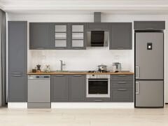 Alvinka 400X222 Cm Klasik Mebran Mutfak Dolabı Beyaz Beyaz Mbb-E90B50S60-3