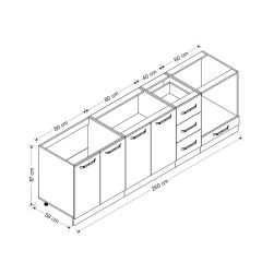 Minar 260 Cm Mutfak Dolabı Beyaz 260-B3