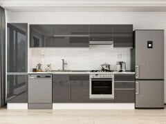 Alvinka 310X210 Cm High Gloss Mutfak Dolabı Mb-E90B50S50-1 High Gloss | Antrasit - Mdf