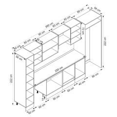 Alvinka 390X222 Cm Klasik Mebran Mutfak Dolabı Beyaz Beyaz Mbb-E90B60S40-1