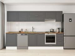 Alvinka 310X210 Cm Klasik Mebran Mutfak Dolabı M-E90S60S40-1 Mebran | Antrasit - Mdf