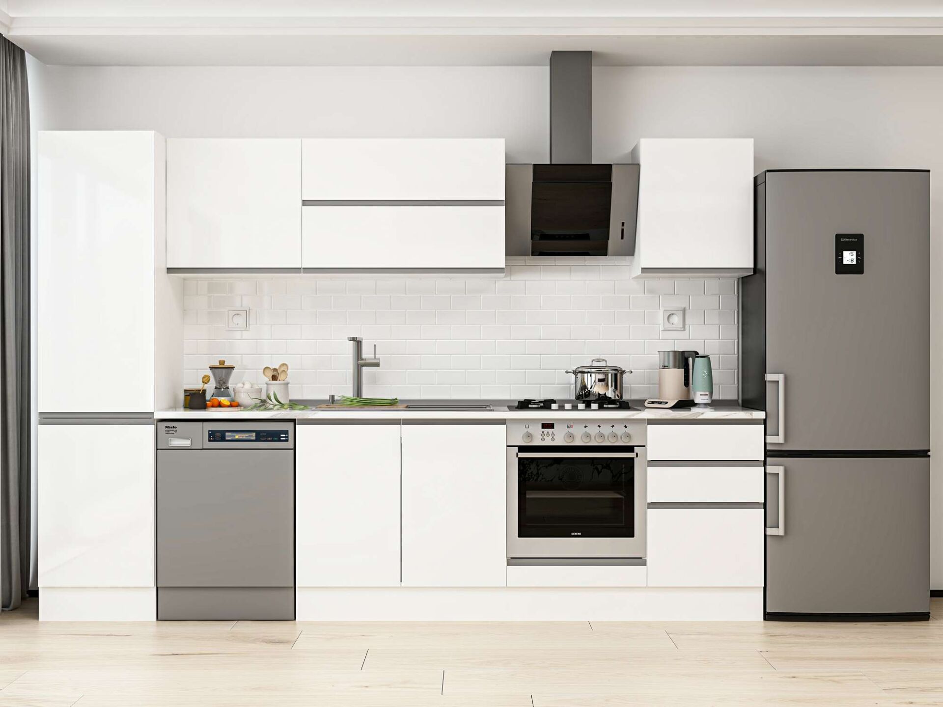 Alvinka 310X210 Cm High Gloss Mutfak Dolabı Mb-E90B50S50-2 High Gloss | Beyaz - Mdf