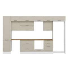 Alvinka 390X240 Cm Klasik Mebran Mutfak Dolabı Beyaz Beyaz Mbb-E80B50S60-2 Mebran | Kumtaşı - Suntalam