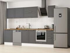 Alvinka 310X210 Cm Klasik Mebran Mutfak Dolabı M-E90S60S40-2 Mebran | Antrasit - Suntalam