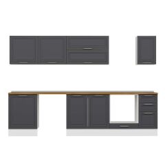 Alvinka 310X210 Cm Klasik Mebran Mutfak Dolabı M-E90S60S40-2 Mebran | Antrasit - Suntalam