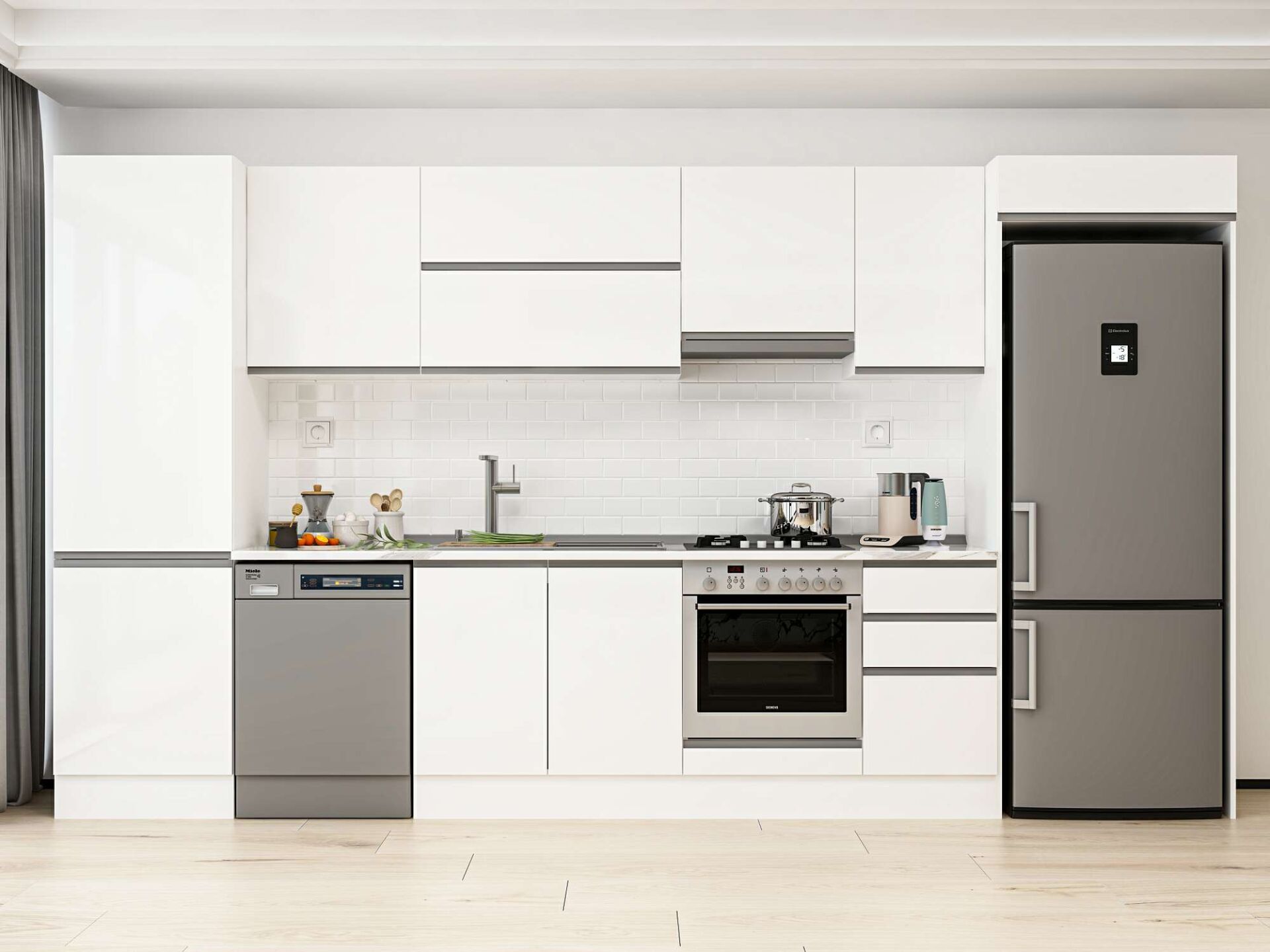 Alvinka 385X222 Cm High Gloss Mutfak Dolabı Mbb-E80B60S45-1