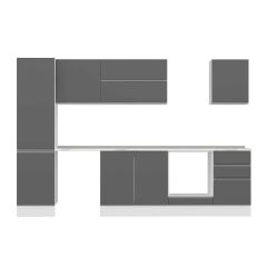 Alvinka 310X210 Cm High Gloss Mutfak Dolabı Mb-E90B50S50-2 High Gloss | Antrasit - Mdf