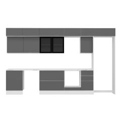 Alvinka 385X240 Cm High Gloss Mutfak Dolabı Mb-E80S60S45-3 High Gloss | Antrasit - Mdf