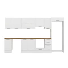 Alvinka 375X222 Cm Klasik Mebran Mutfak Dolabı Mb-E90S45S40-1 Mebran | Beyaz - Suntalam
