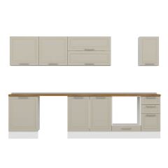 Alvinka 310X210 Cm Klasik Mebran Mutfak Dolabı M-E90S60S40-2 Mebran | Kumtaşı - Suntalam