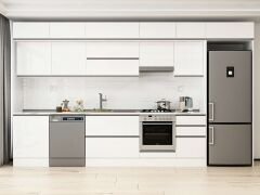 Alvinka 390X240 Cm High Gloss Mutfak Dolabı Mb-E80S60S50-1 High Gloss | Beyaz - Suntalam