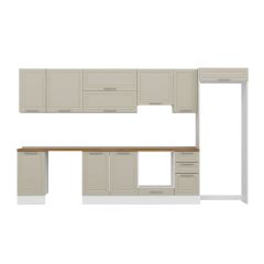 Alvinka 375X222 Cm Klasik Mebran Mutfak Dolabı Mb-E90S45S40-1 Mebran | Kumtaşı - Suntalam