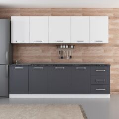 Minar 260 Cm Mutfak Dolabı Beyaz Antrasit 260-A2