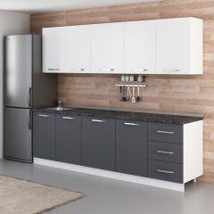 Minar 260 Cm Mutfak Dolabı Beyaz Antrasit 260-A2