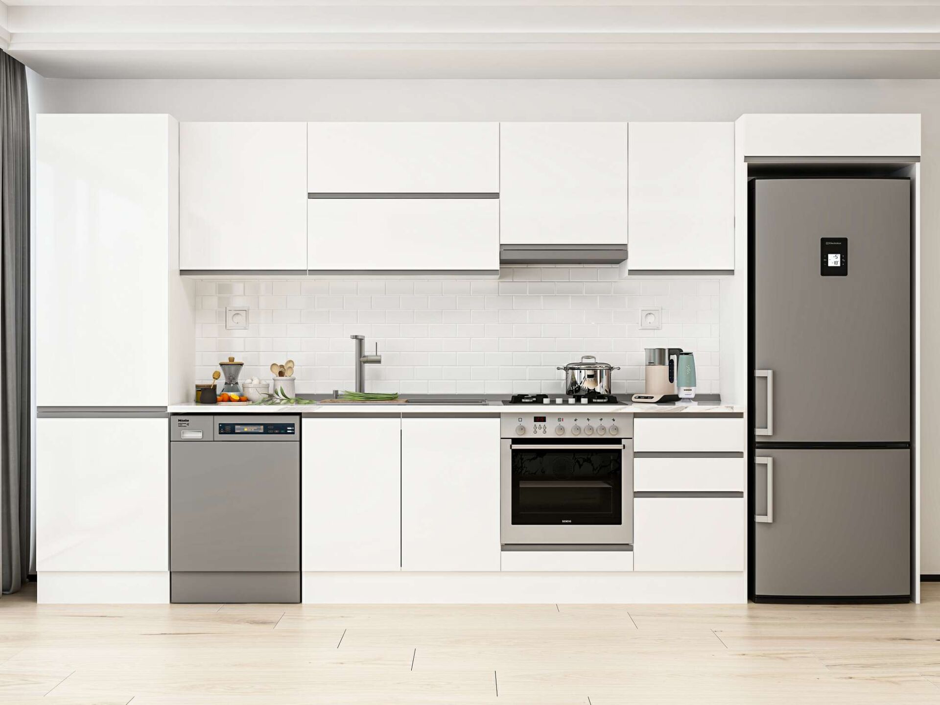 Alvinka 390X222 Cm High Gloss Mutfak Dolabı Mbb-E80B60S50-1