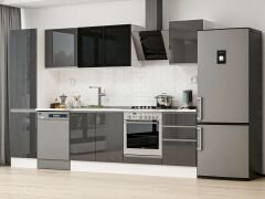 Alvinka 310X210 Cm High Gloss Mutfak Dolabı Mb-E90B50S50-3 High Gloss | Antrasit - Suntalam