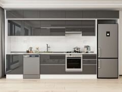 Alvinka 390X240 Cm High Gloss Mutfak Dolabı Mb-E80S60S50-1 High Gloss | Antrasit - Suntalam