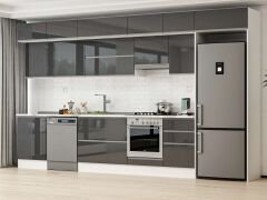 Alvinka 390X240 Cm High Gloss Mutfak Dolabı Mb-E80S60S50-1 High Gloss | Antrasit - Suntalam