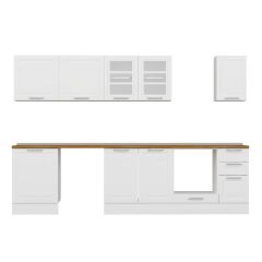 Alvinka 310X210 Cm Klasik Mebran Mutfak Dolabı M-E90S60S40-3 Mebran | Beyaz - Suntalam