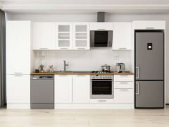 Alvinka 400X222 Cm Klasik Mebran Mutfak Dolabı Beyaz Beyaz Mbb-E90B60S50-3