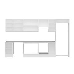 Alvinka 375X222 Cm Klasik Mebran Mutfak Dolabı Mb-E90S45S40-1 Mebran | Antrasit - Mdf