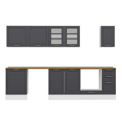 Alvinka 310X210 Cm Klasik Mebran Mutfak Dolabı M-E90S60S40-3 Mebran | Antrasit - Suntalam