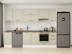 Alvinka 375X222 Cm Klasik Mebran Mutfak Dolabı Mb-E90S45S40-1 Mebran | Kumtaşı - Mdf