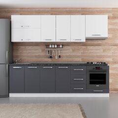 Minar 260 Cm Mutfak Dolabı Beyaz Antrasit 260-A5