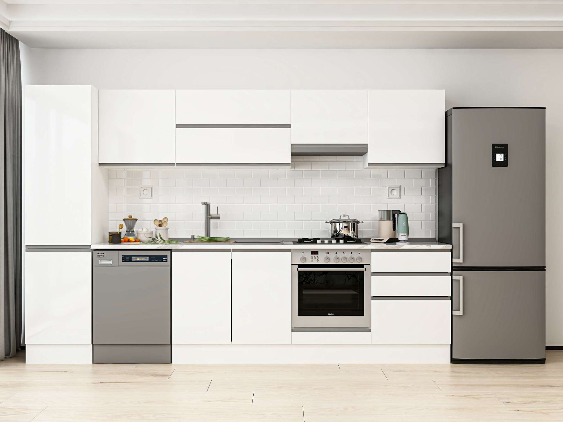 Alvinka 320X210 Cm High Gloss Mutfak Dolabı Mb-E90B50S60-1 High Gloss | Beyaz - Mdf