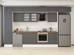 Alvinka 390X240 Cm Klasik Mebran Mutfak Dolabı Beyaz Beyaz Mbb-E80B50S60-3 Mebran | Antrasit - Mdf