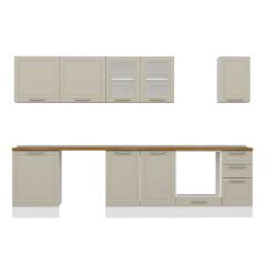 Alvinka 310X210 Cm Klasik Mebran Mutfak Dolabı M-E90S60S40-3 Mebran | Kumtaşı - Suntalam