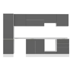 Alvinka 320X210 Cm High Gloss Mutfak Dolabı Mb-E90B50S60-1 High Gloss | Antrasit - Suntalam