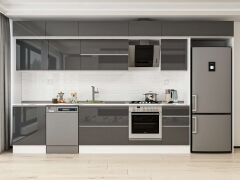 Alvinka 390X240 Cm High Gloss Mutfak Dolabı Mb-E80S60S50-2 High Gloss | Antrasit - Suntalam