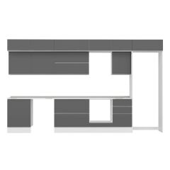 Alvinka 390X240 Cm High Gloss Mutfak Dolabı Mb-E80S60S50-2 High Gloss | Antrasit - Suntalam