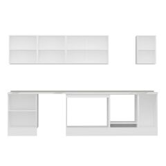 Alvinka 310X210 Cm Klasik Mebran Mutfak Dolabı M-E90S60S40-3 Mebran | Beyaz - Mdf